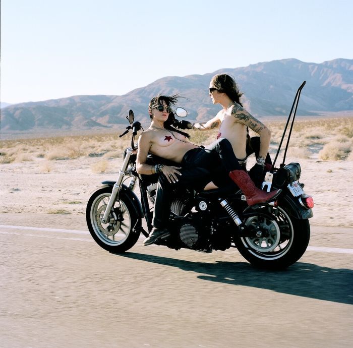Girls on a motorcycle in Long Beach