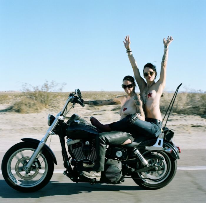 Girls on a motorcycle in Long Beach